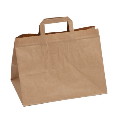 SAC POIGNÉES PLATES PAPIER 32+21,5X24CM MARRON X250