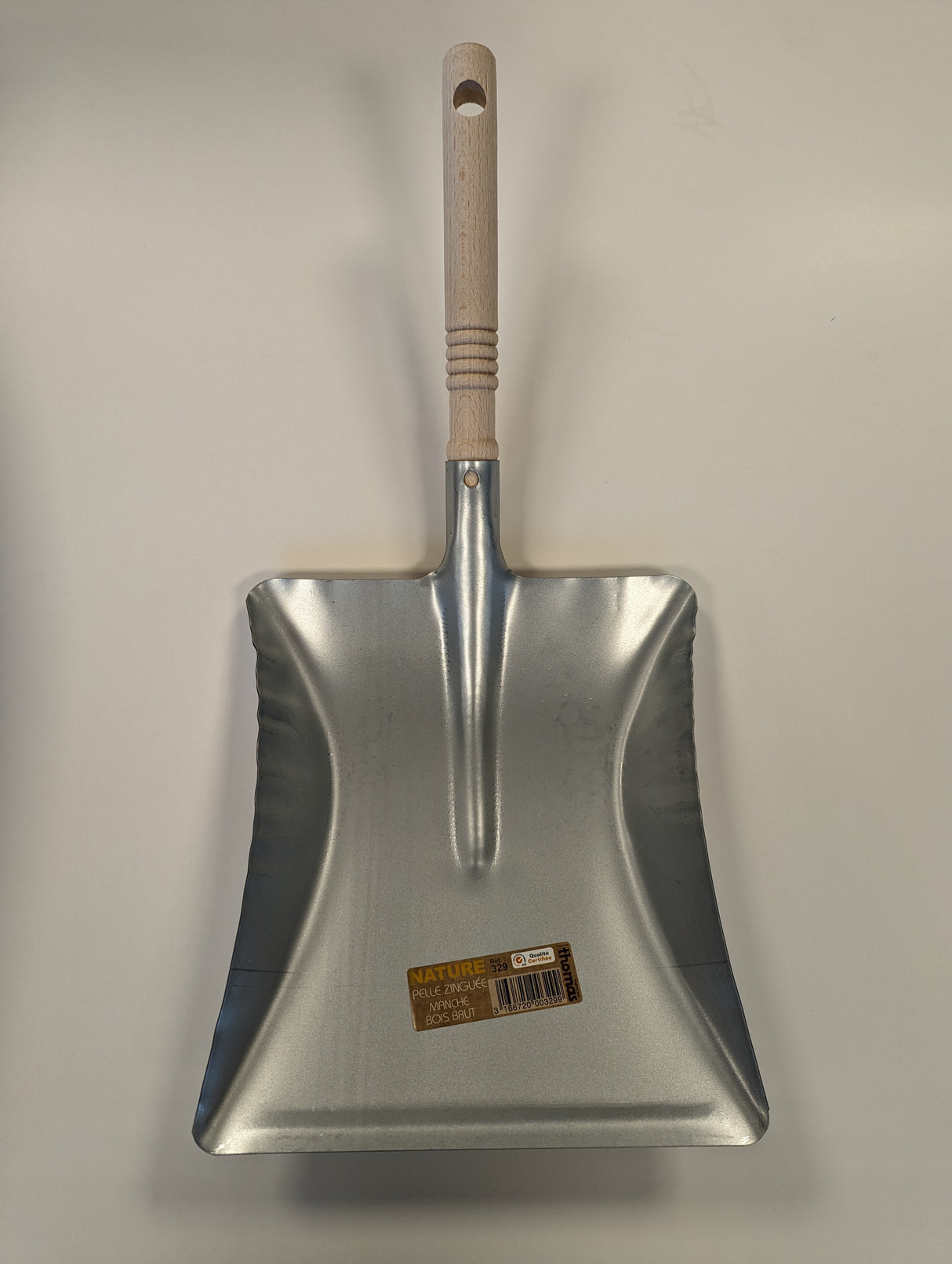 PELLE A POUSSIERE METAL ZINGUEE MANCHE BOIS