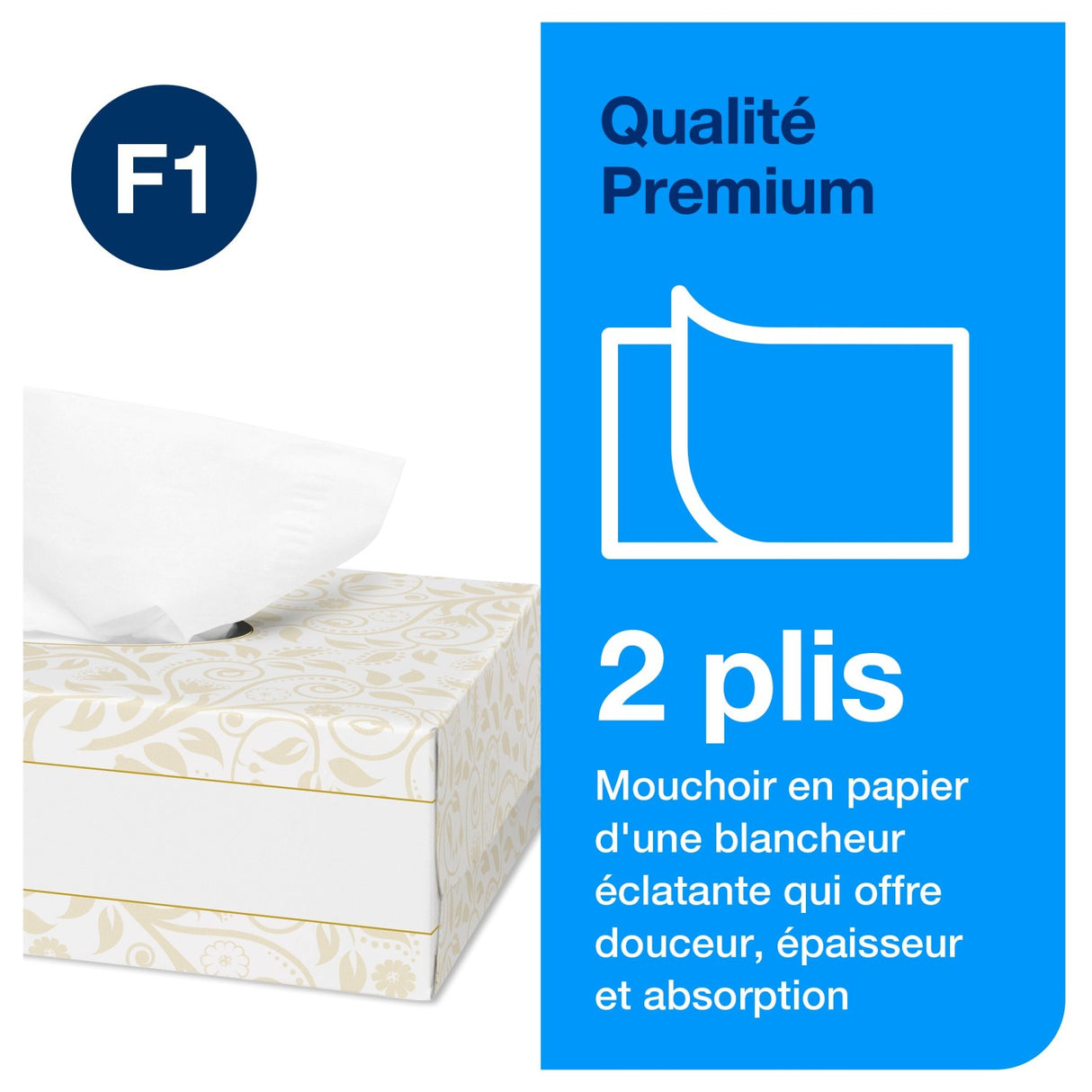 MOUCHOIRS BOÎTE RECTANGLE TORK® PREMIUM F1 BLANC 100 FORMATS 2 PLIS ECOLABEL X30