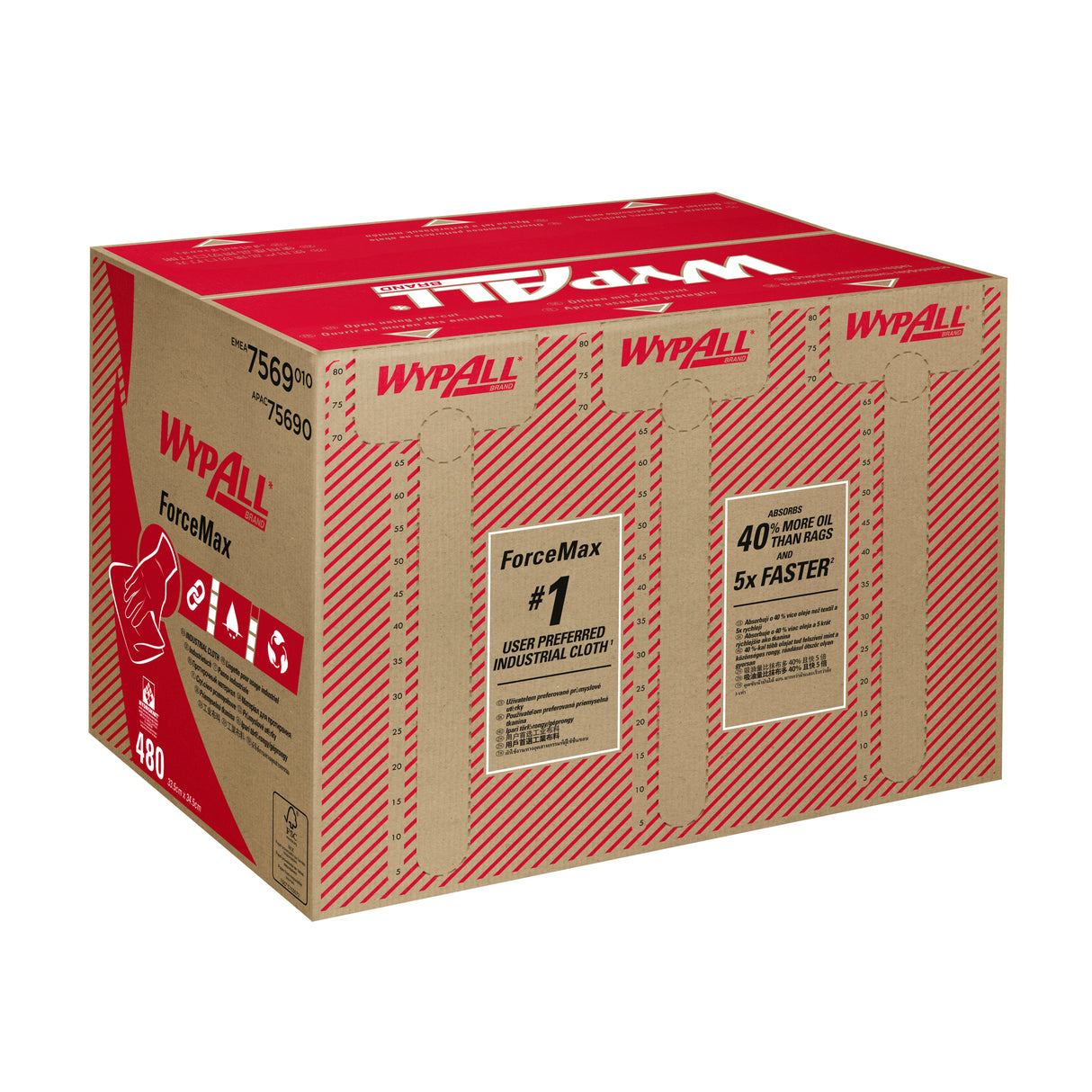 LAVETTE NON TISSEE USAGE UNIQUE WYPALL FORCEMAX GRIS 480 FORMATS