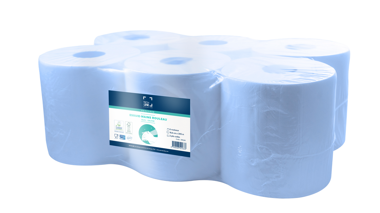 ESSUIE-MAINS ROULEAU TECHLINE BLEU 305M 2 PLIS ECOLABEL X6