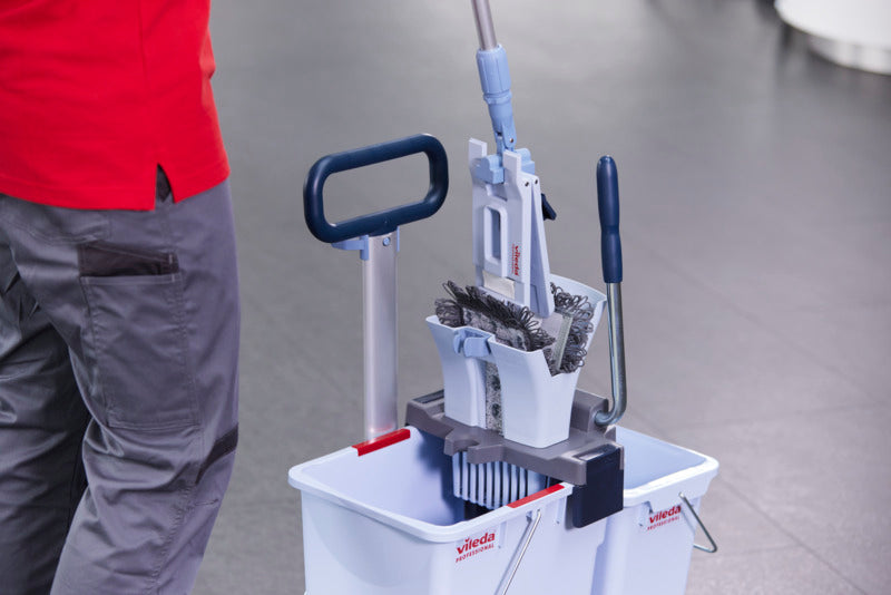 KIT DE LAVAGE AVEC CHARIOT ULTRASPEED PRO DOUBLE SEAUX, FRANGE, SUPPORT ET MANCHE