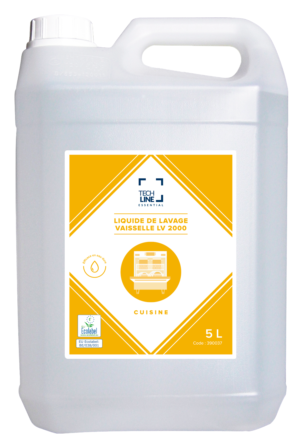 DETERGENT LIQUIDE VAISSELLE EAU DURE TECHLINE LV2000 ECOLABEL EU 5L