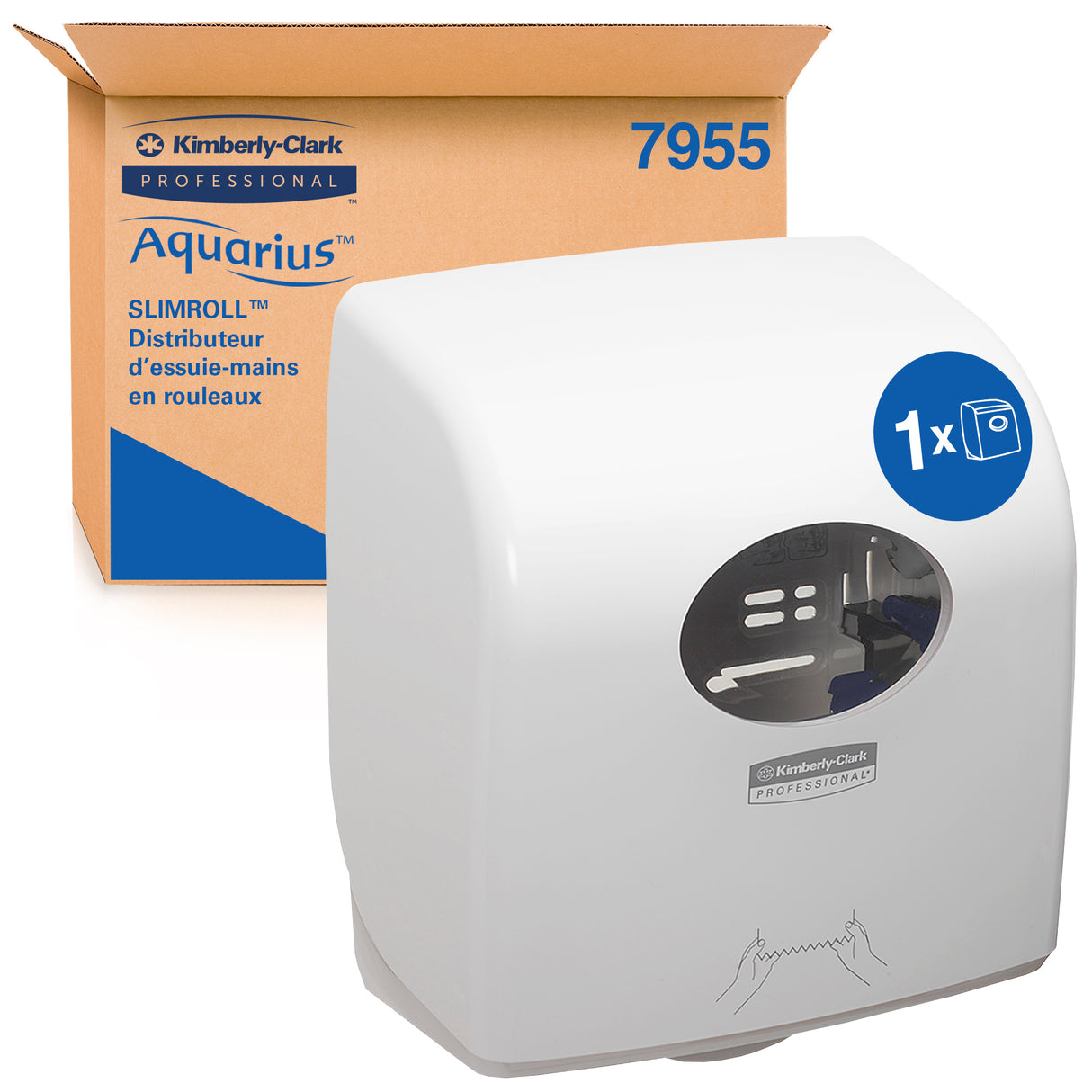 DISTRIBUTEUR D’ESSUIE-MAINS ROULEAUX AQUARIUS™ SLIMROLL BLANC PBS