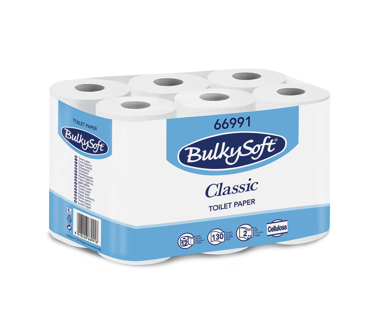 PAPIER TOILETTE PETIT ROULEAU BULKYSOFT® BLANC 130 FORMATS 2 PLIS ECOLABEL X96