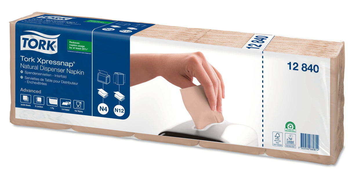 SERVIETTE POUR DISTRIBUTEUR 21.3X33CM TORK® XPRESSNAP® N4 1 PLI NATUREL X9000