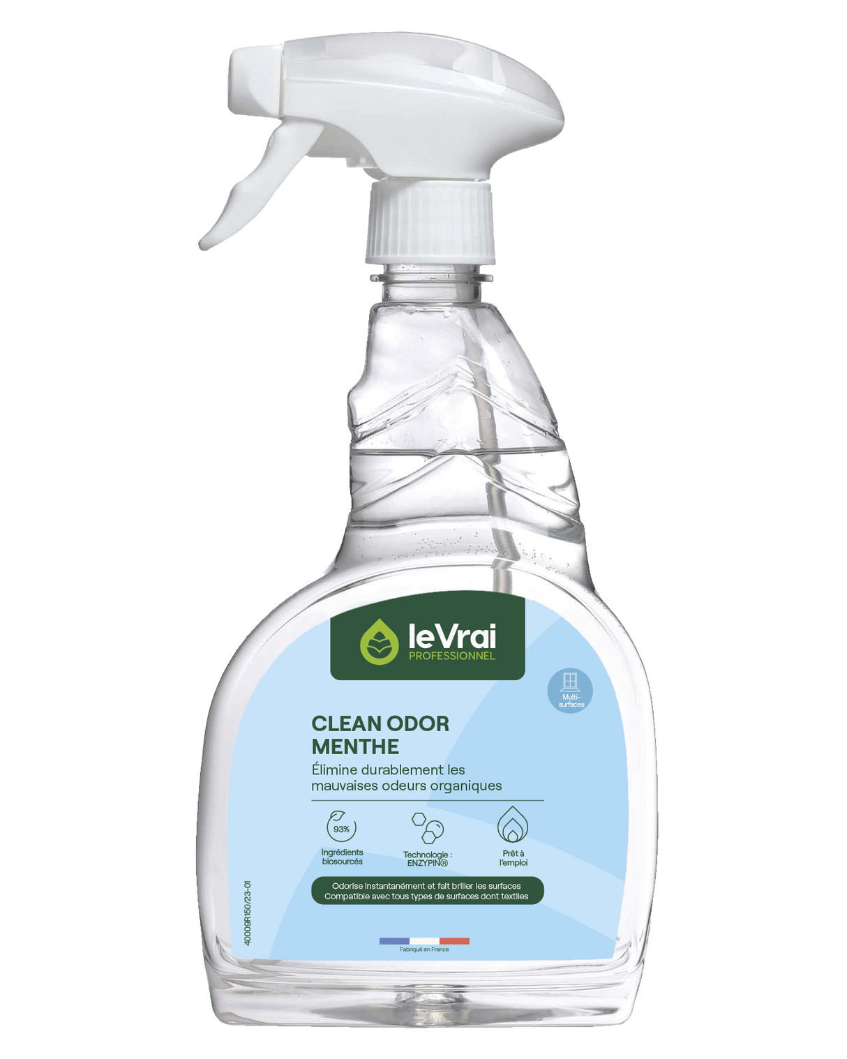 NETTOYANT DESTRUCTEUR D'ODEUR CLEAN ODOR MENTHE LE VRAI PROFESSIONNEL 750ML