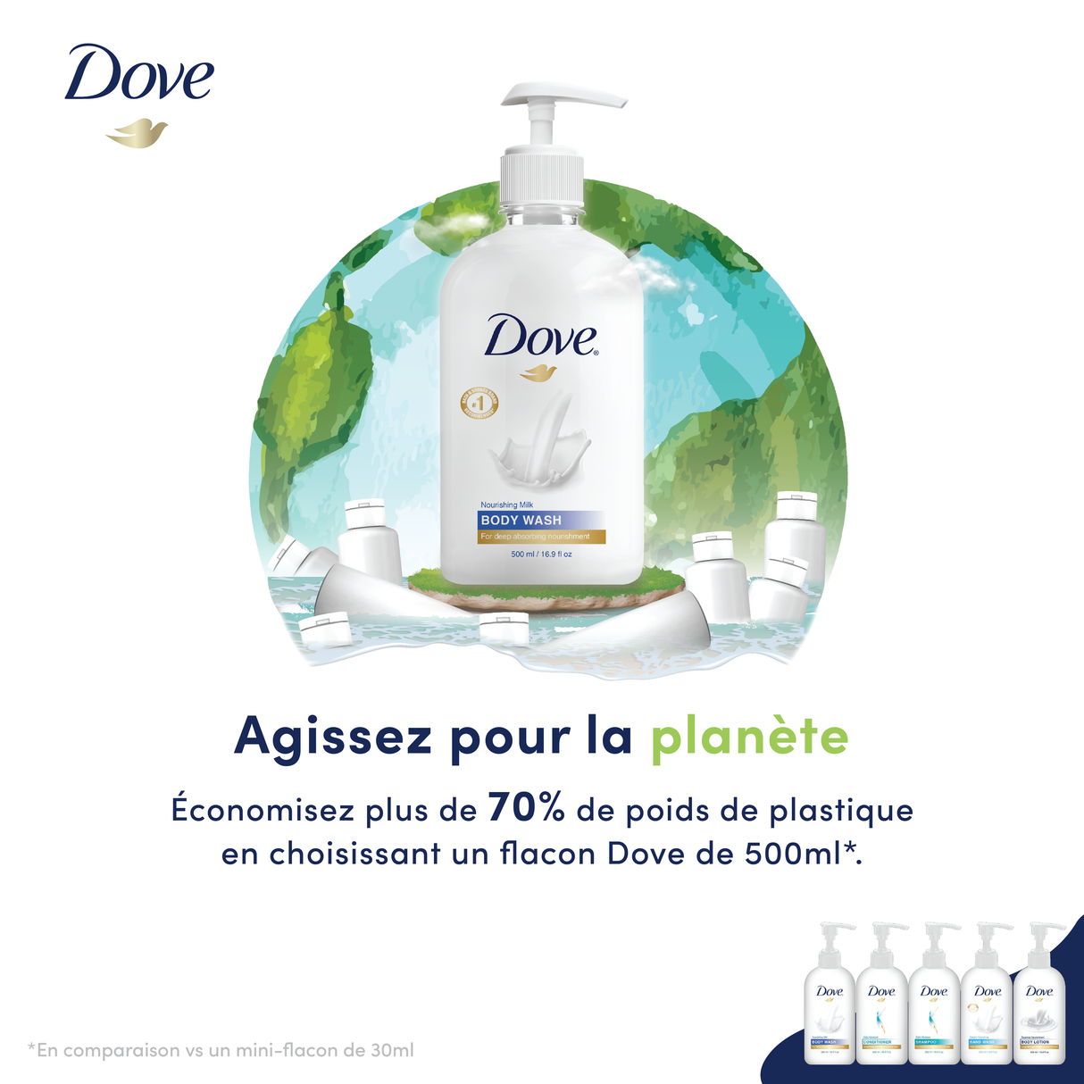 SHAMPOING CLASSIQUE DOVE 500ML FLACON X24