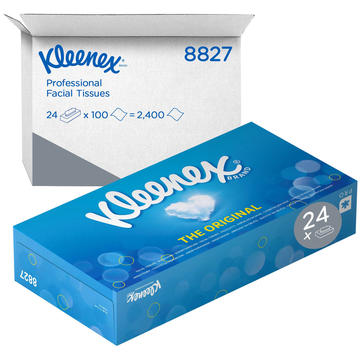 MOUCHOIRS BOÎTE RECTANGLE KLEENEX® 2 PLIS 100 FORMATS BLANC X2400