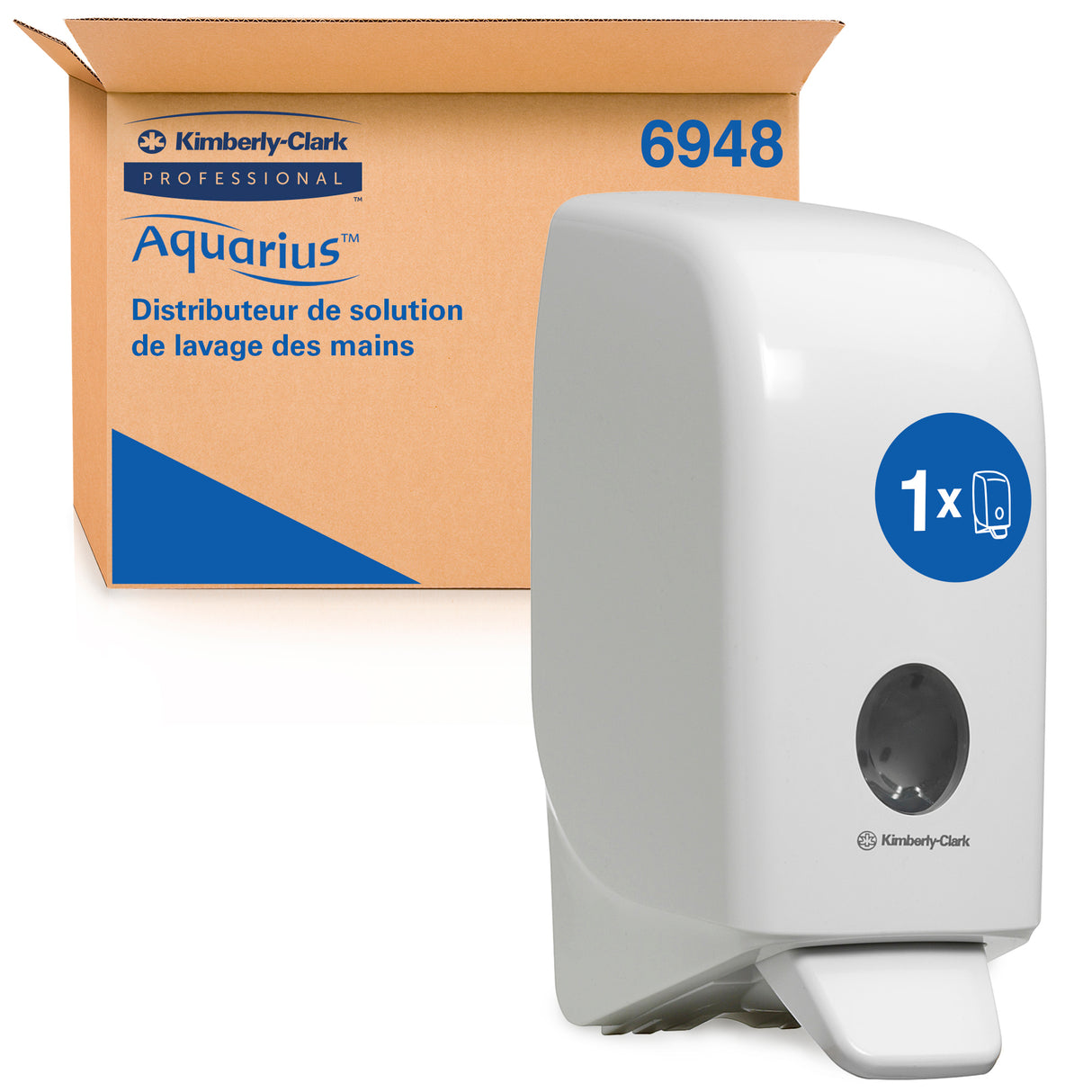 DISTRIBUTEUR MANUEL CRÈME MOUSSE GEL HYDROALCOOLIQUE AQUARIUS™ BLANC 1L