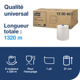 ESSUIE-MAINS ROULEAU TORK MATIC® UNIVERSAL H1 BLANC 220M 1 PLI ECOLABEL X6