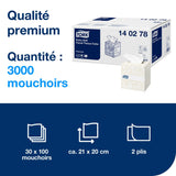 MOUCHOIRS BOÎTE CUBIQUE TORK® PREMIUM BLANC 100 FORMATS 2 PLIS ECOLABEL X30