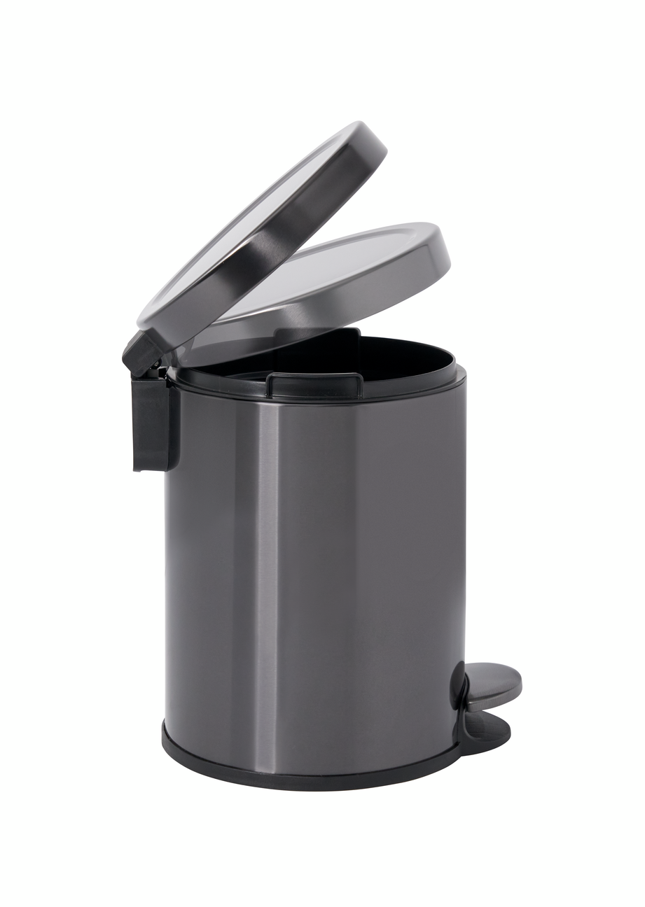 POUBELLE 6L A PEDALE  INOX CHARBON