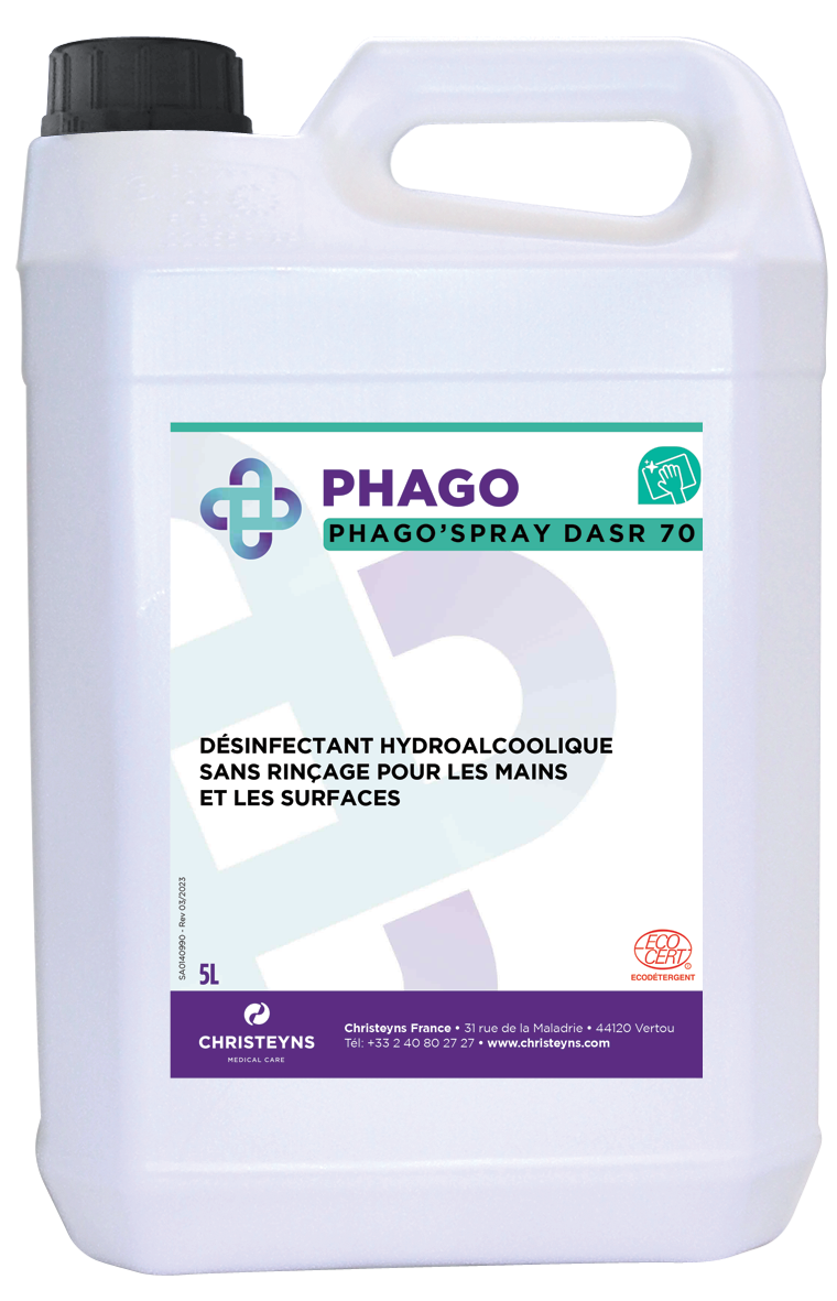 DESINFECTANT SANS RINCAGE PHAGO SPRAY DASR ECOCERT 5L