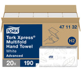 ESSUIE-MAINS PLIÉS EN Z TORK® ADVANCED H2 BLANC 23.4X21.3CM 190 FORMATS 2 PLIS ECOLABELX20