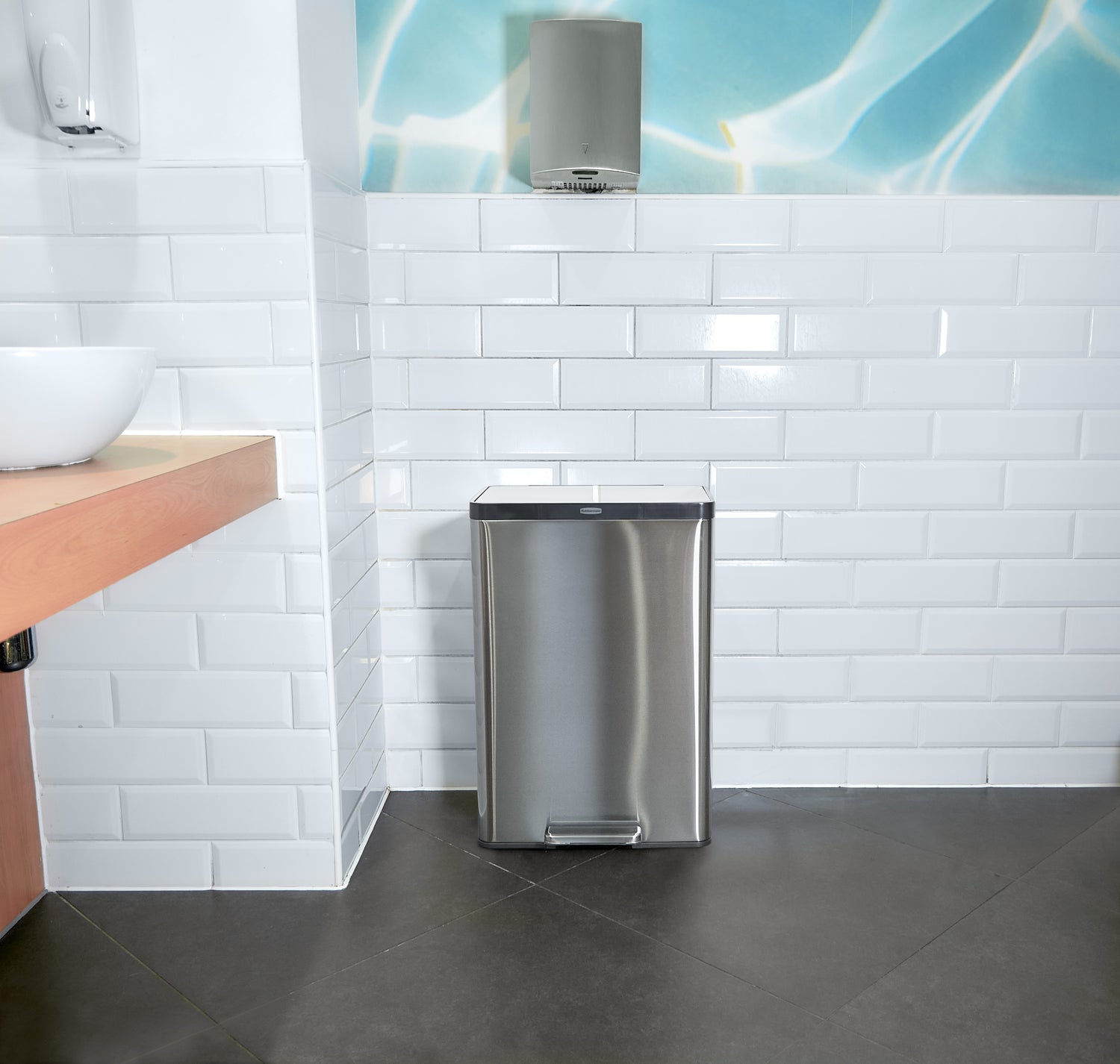 POUBELLE 45L ELITE CHARBON A PEDALE INOX
