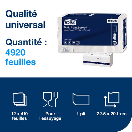 ESSUIE-MAINS CONTINUS TORK PEAKSERVE® H5 BLANC 22.5X20.1CM 1 PLI 410 FORMATS ECOLABEL X12
