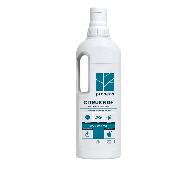 NETTOYANT DESINFECTANT CONCENTRE MULTI SURFACES CITRUS ND+ ECOCERT 1L DOSEUR