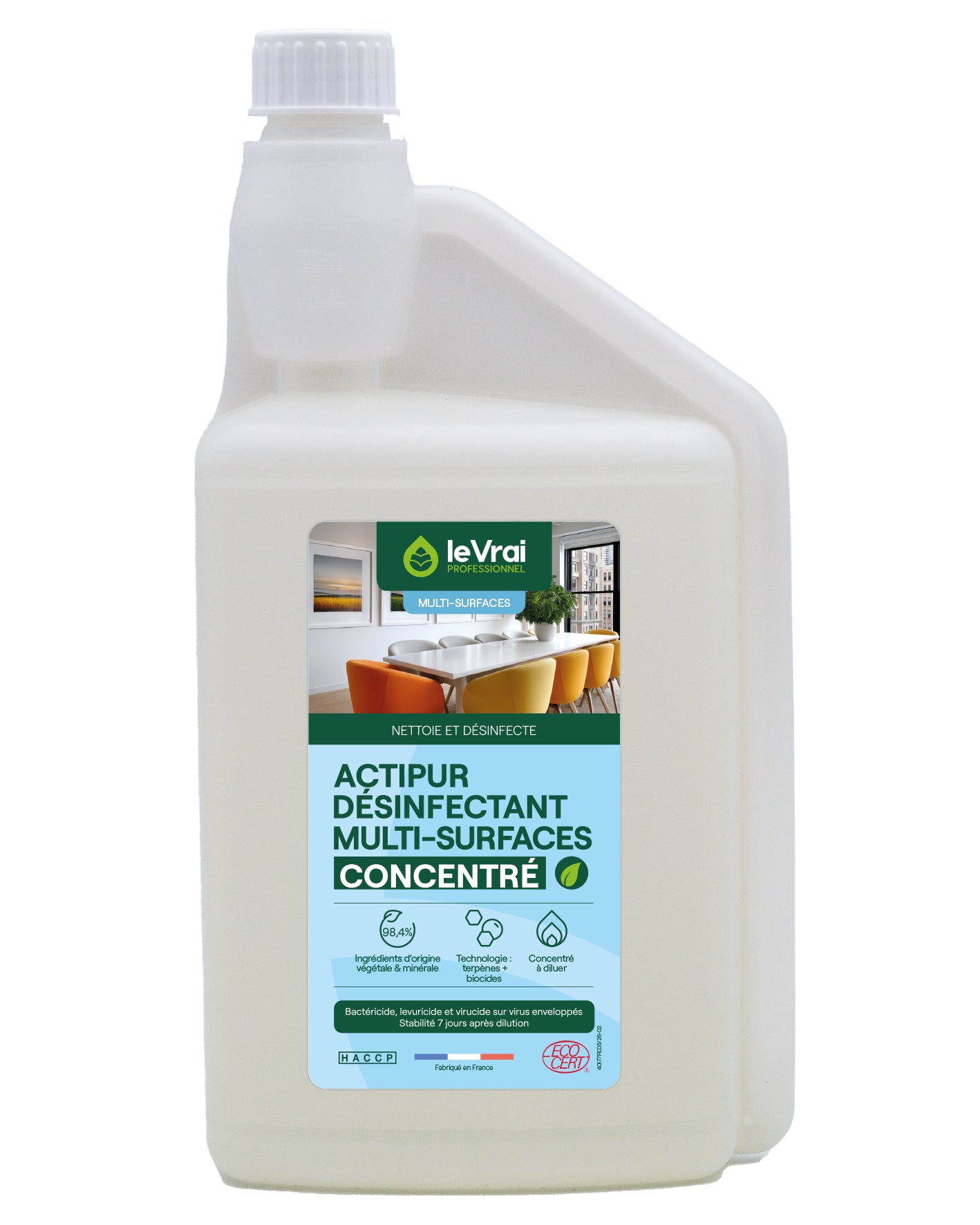 DETERGENT DESINFECTANT CONCENTRE MULTI-SURFACES ACTIPUR ECOCERT 1L DOSEUR