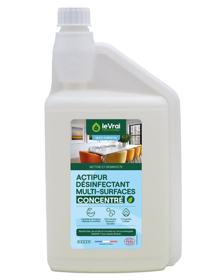 DETERGENT DESINFECTANT CONCENTRE MULTI-SURFACES ACTIPUR ECOCERT 1L DOSEUR