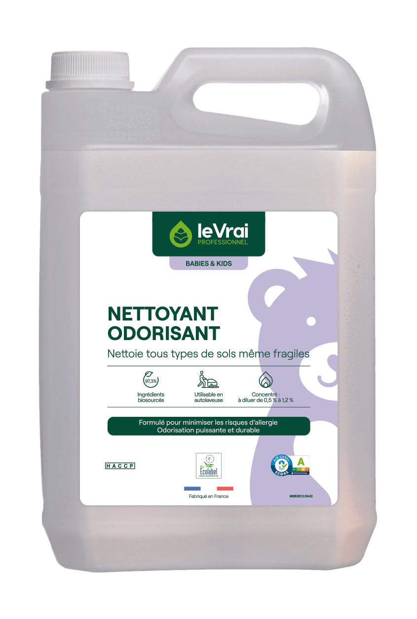 NETTOYANT ODORISANT CONCENTRE SOLS BABIES & KIDS LE VRAI PROFESSIONNEL ECOLABEL 5L