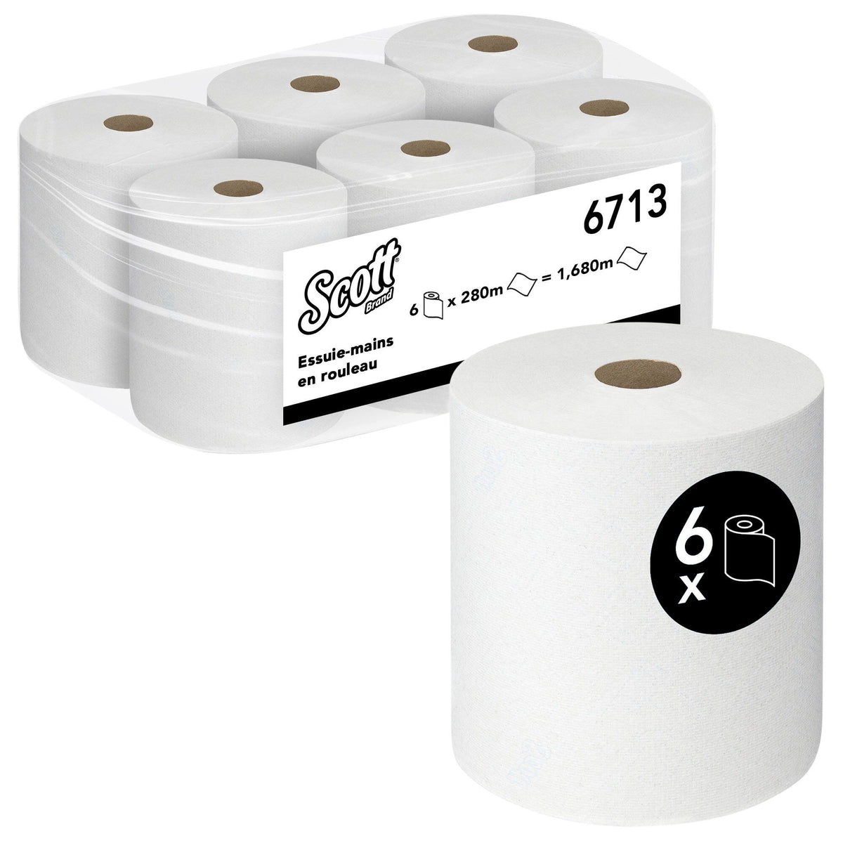 ESSUIE-MAINS ROULEAU SCOTT® AIRFLEX BLANC 280M 1 PLI ECOLABEL X6