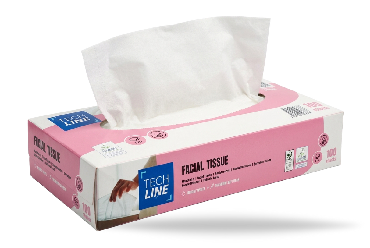 MOUCHOIR BOÎTE RECTANGLE TECHLINE 100 FORMATS 2 PLIS ECOLABEL X40