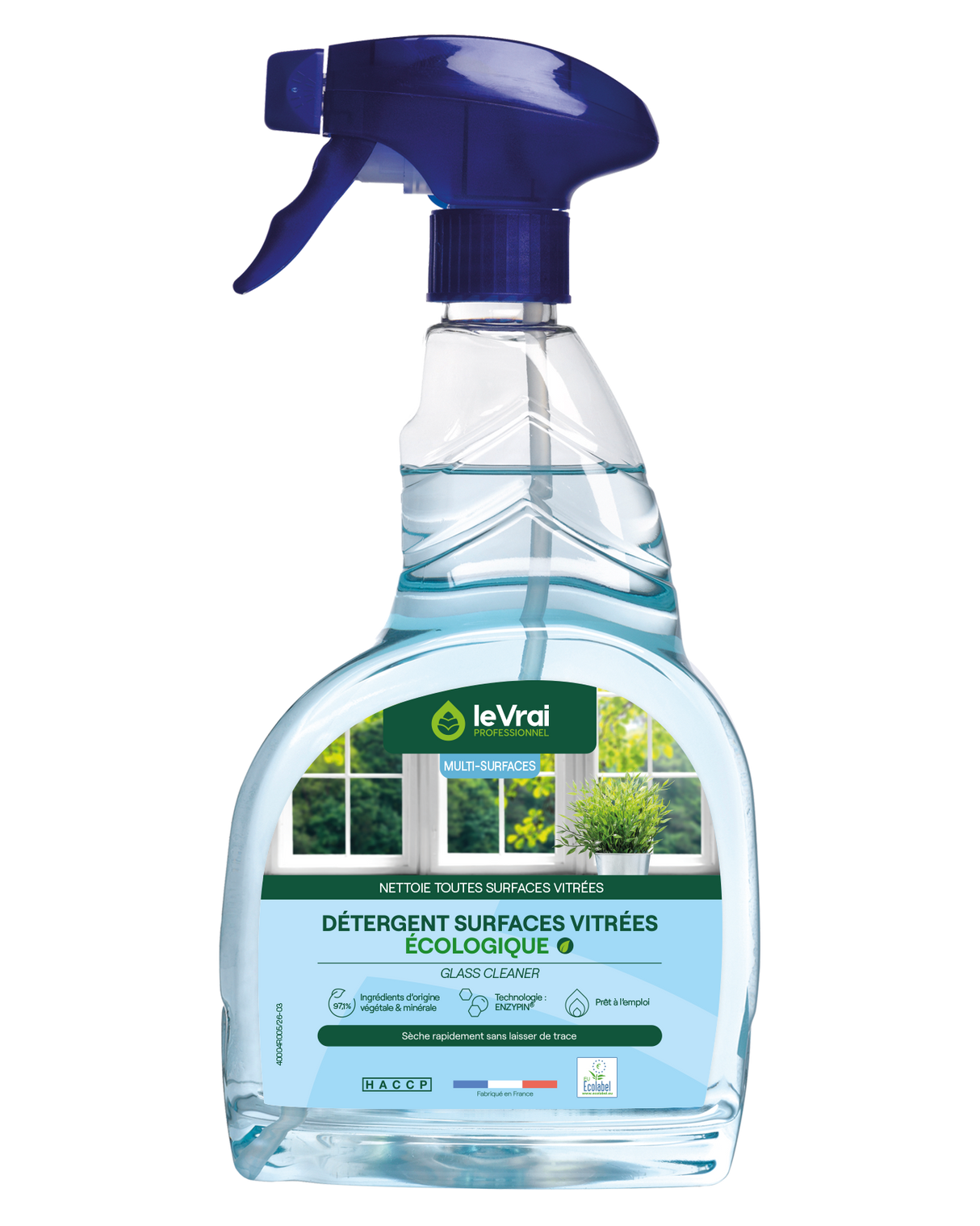 NETTOYANT VITRES ET SURFACES LE VRAI PROFESSIONNEL ECOLABEL EU 750ML