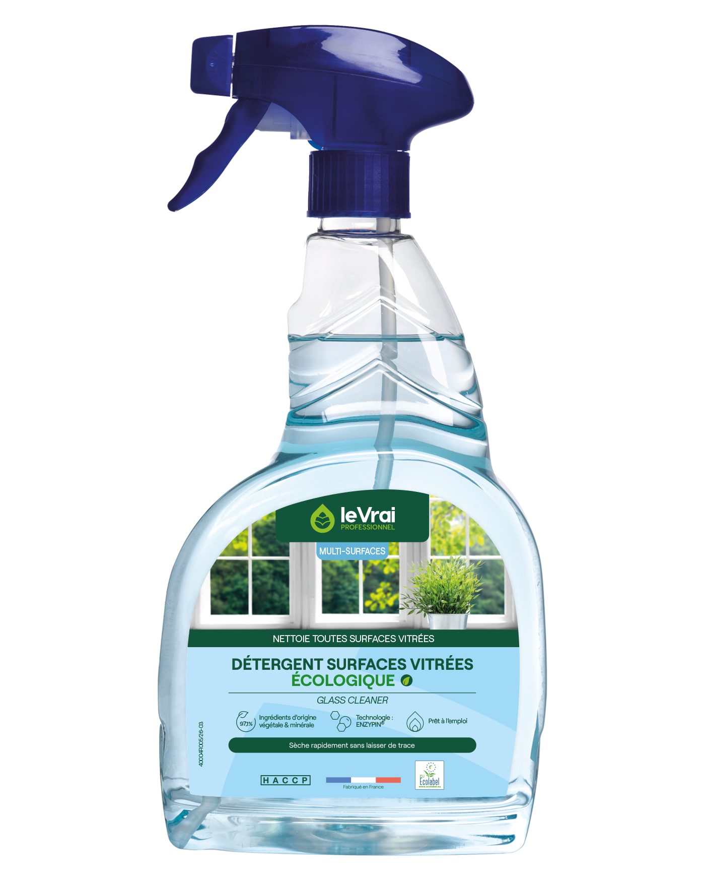 NETTOYANT VITRES ET SURFACES LE VRAI PROFESSIONNEL ECOLABEL EU 750ML