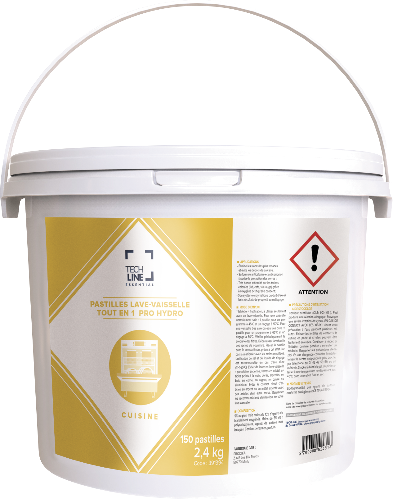 DETERGENT TABLETTES VAISSELLE TOUT EN 1 PRO HYDRO TECHLINE X150