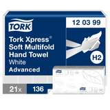 ESSUIE-MAINS PLIÉS EN M TORK® ADVANCED H2 BLANC 34X21.2CM 136 FORMATS 2 PLIS ECOLABEL X21