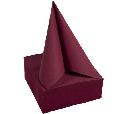 SERVIETTE 38X38 CM OUATE GAUFRÉE 2 PLIS BORDEAUX X1200