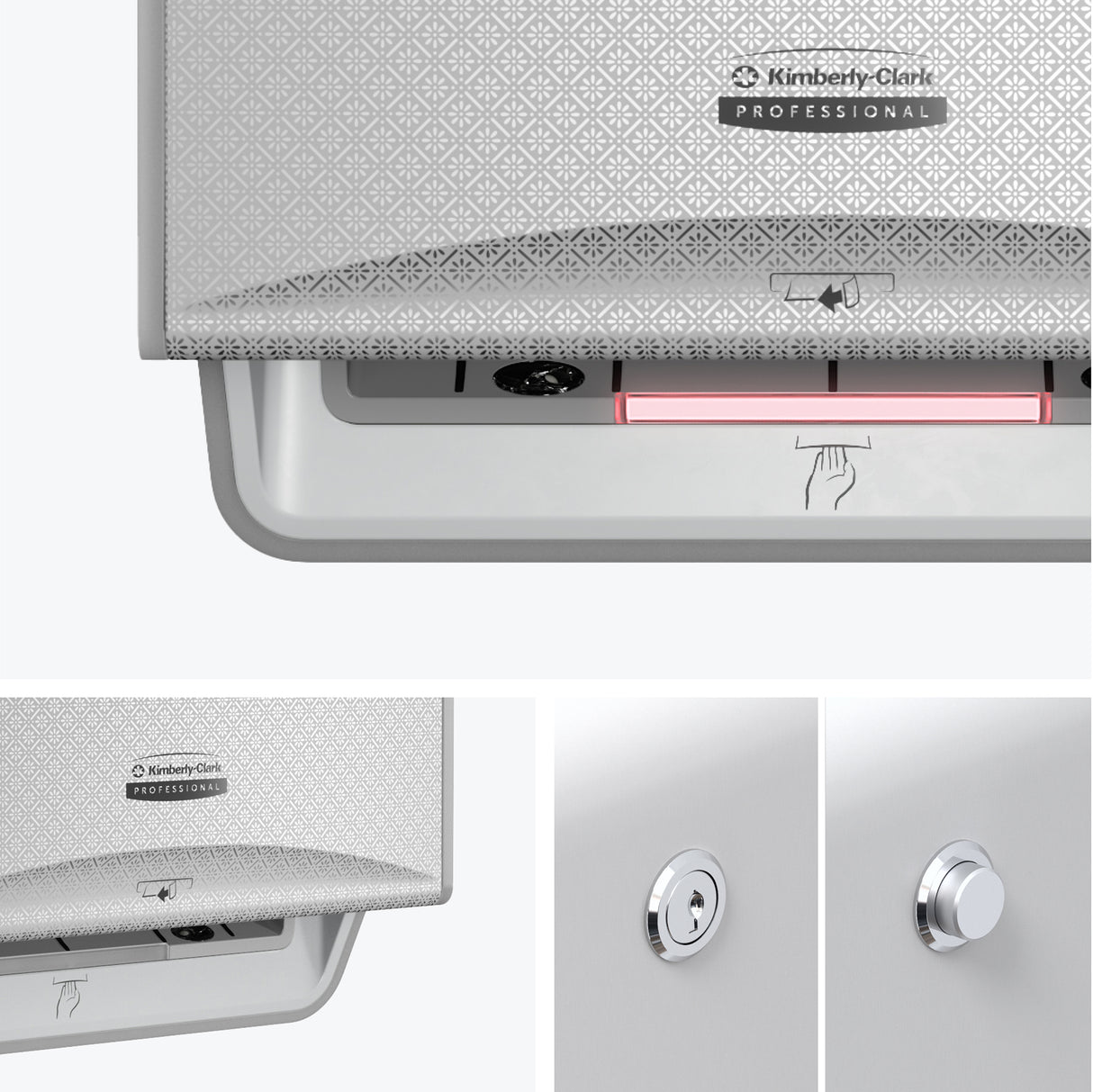 DISTRIBUTEUR D’ESSUIE-MAINS ROULEAUX À DÉCOUPE AUTOMATIQUE & OPTIQUE ICON™ GRIS MOSAÏQUE