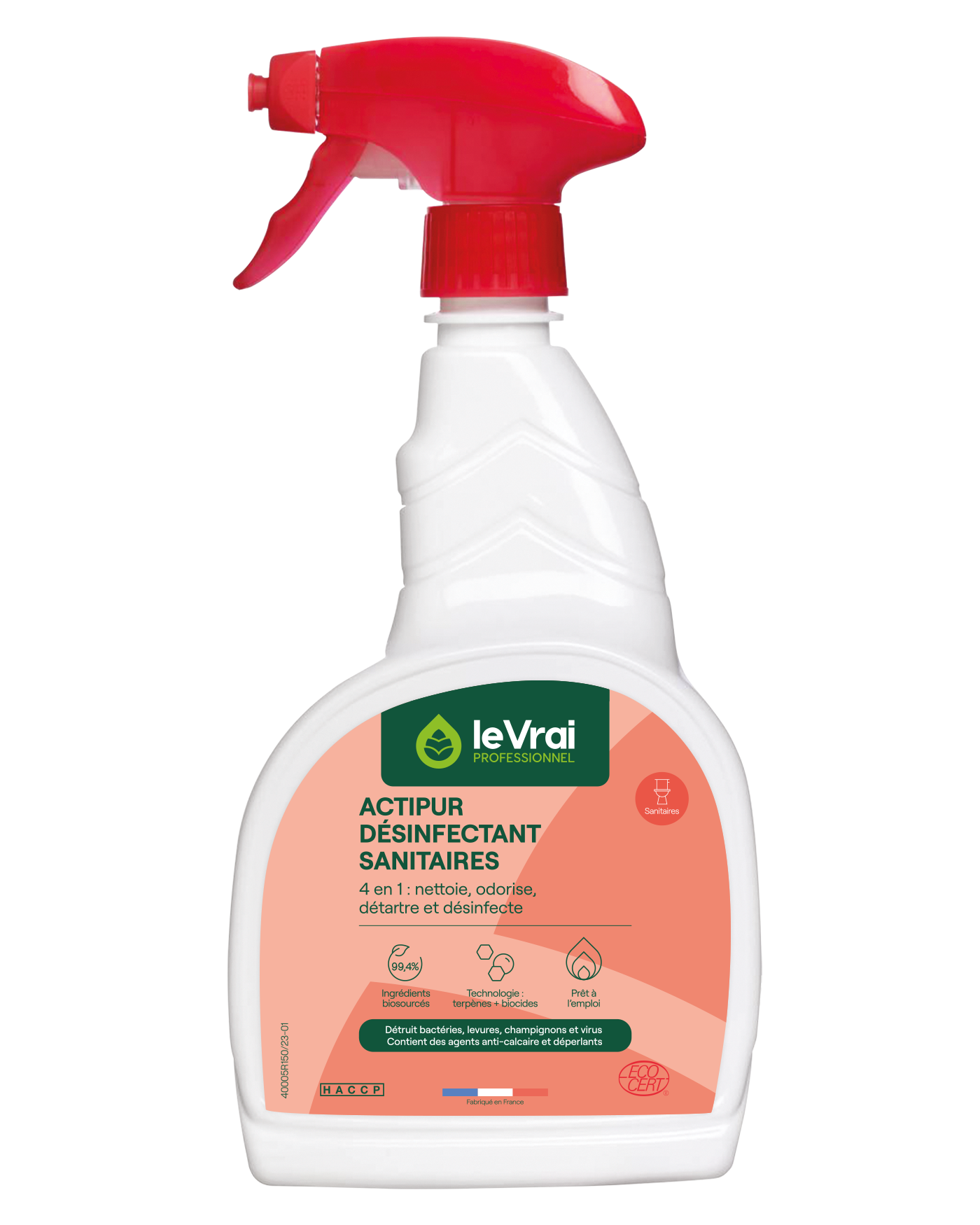DETARTRANT DESINFECTANT SANITAIRES ACTIPUR LE VRAI PROFESSIONNEL ECOCERT 750ML