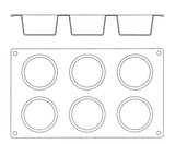 GASTROFLEX PLAQUE GN 1/3 325X176 DE 6 MUFFINS 7 CM