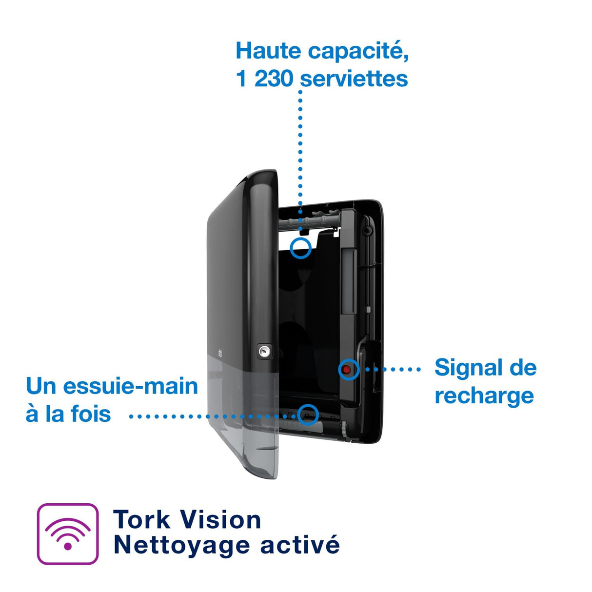DISTRIBUTEUR D’ESSUIE-MAINS CONTINUS TORK® PEAKSERVE® H5 MINI NOIR