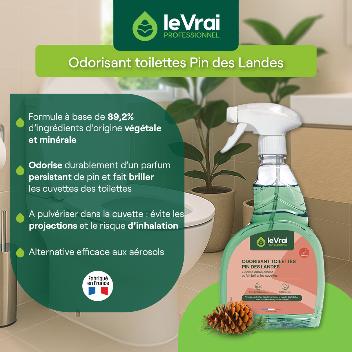 ODORISANT TOILETTES SANITAIRE PIN DES LANDES LE VRAI PROFESSIONNEL 750ML