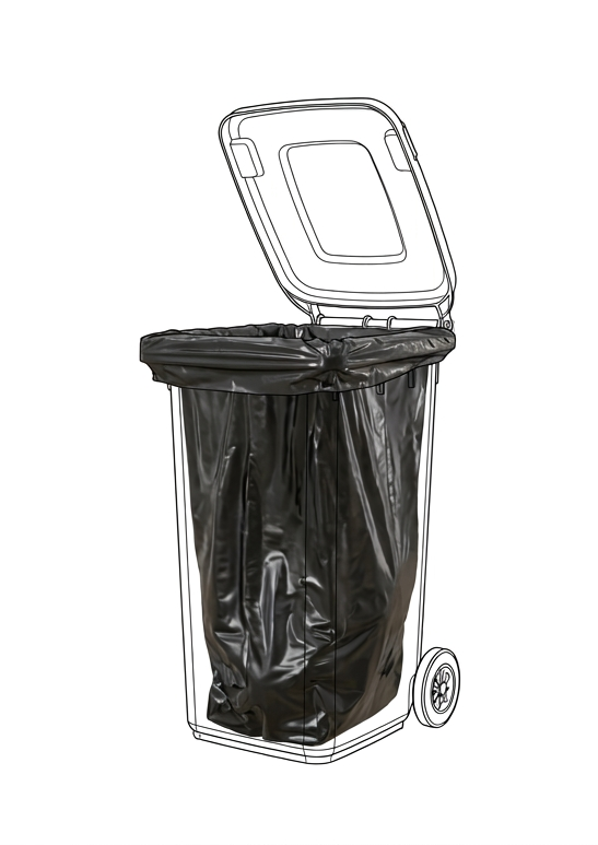 HOUSSE CONTENEUR 330L BASSE DENSITE DECHETS MOYENS NOIR X100