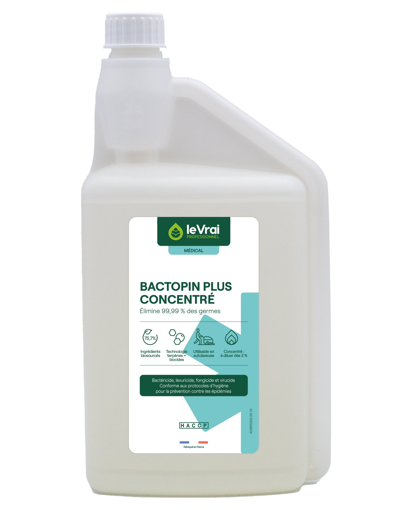 DETERGENT DESINFECTANT CONCENTRE SOLS BACTOPIN PLUS MEDICAL 1L DOSEUR