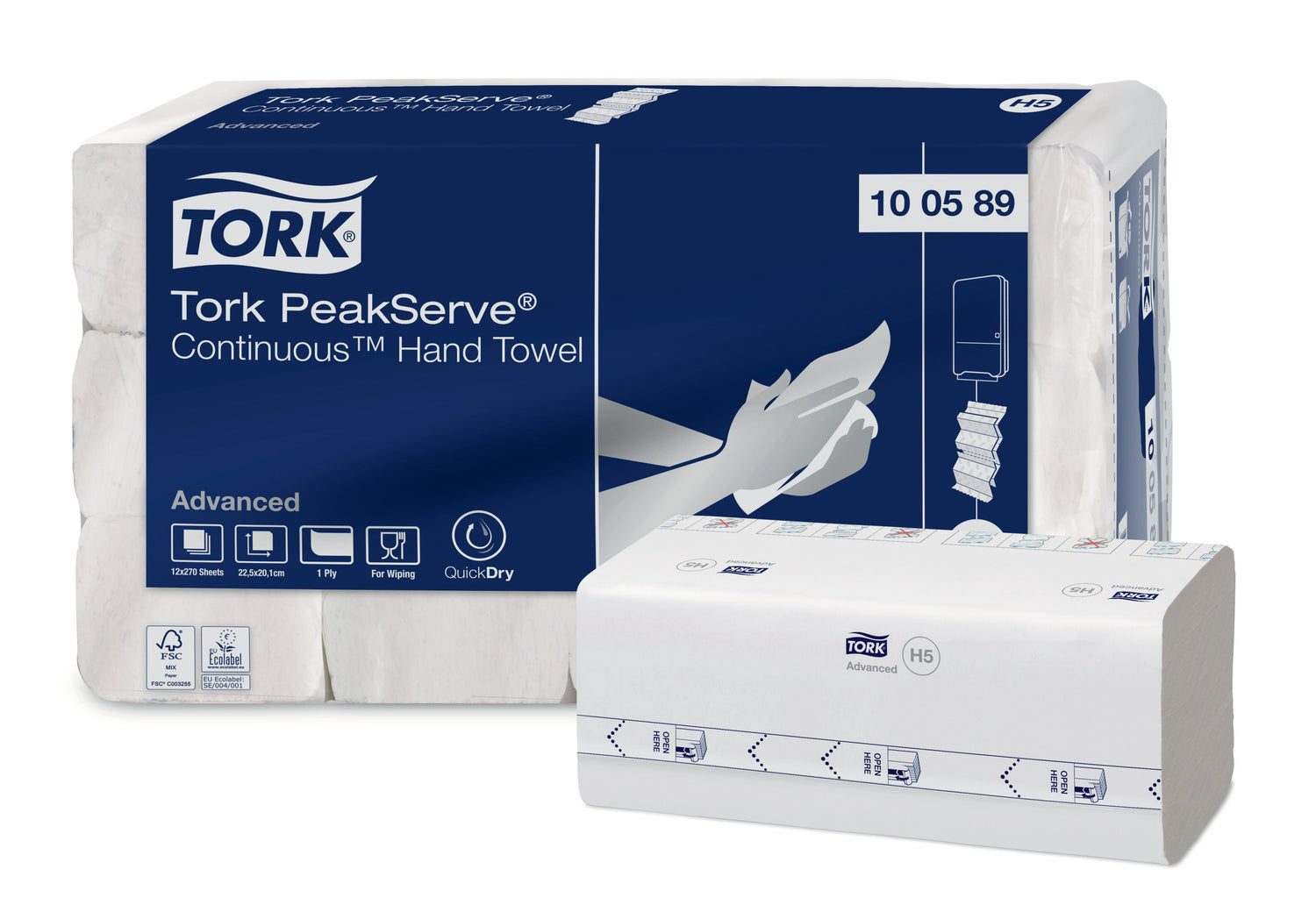 ESSUIE-MAINS PLIÉ BLANC TORK PEAKSERVE® H5 22,5X20,1CM 1PLI 270 FORMATS X12