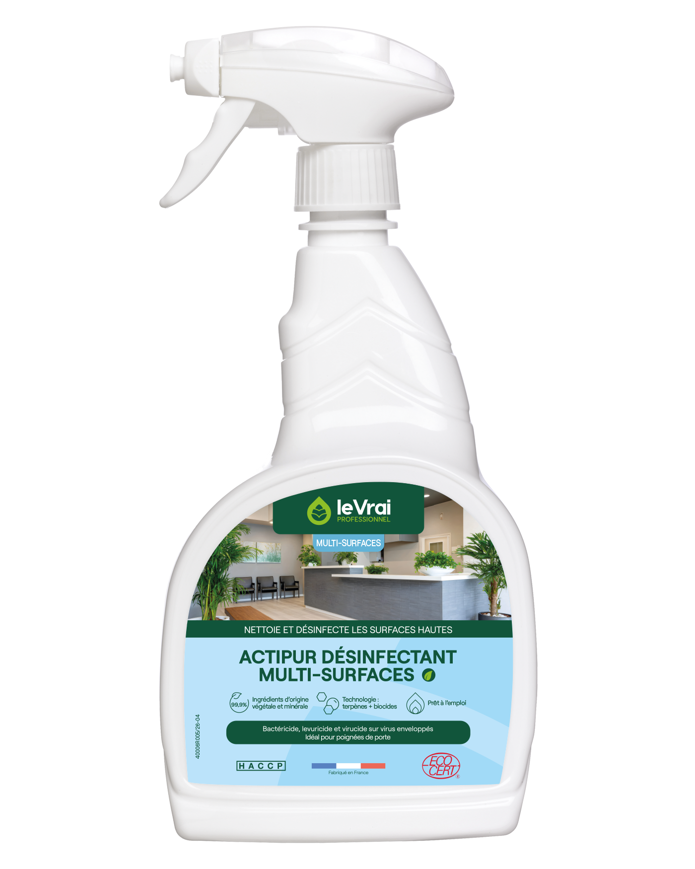 DETERGENT DESINFECTANT MULTI SURFACES ACTIPUR LE VRAI PROFESSIONNEL ECOCERT 750ML