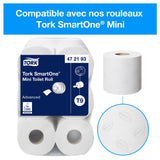 DISTRIBUTEUR DE PAPIER TOILETTE À DÉVIDAGE CENTRAL TORK SMARTONE® T9 BLANC