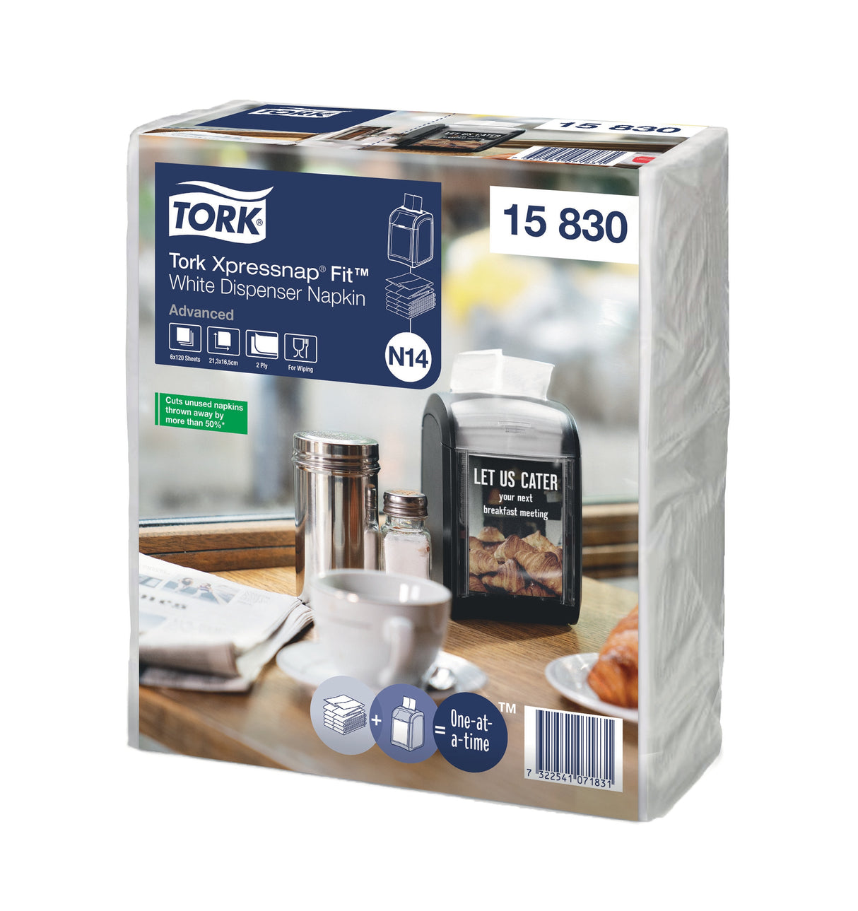 SERVIETTE POUR DISTRIBUTEUR 21,3X16.5CM TORK® XPRESSNAP FIT® N14 2 PLIS BLANC X4320
