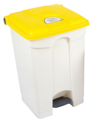 POUBELLE A PEDALE TECHLINE 45L 2 ROUES BLANC / JAUNE
