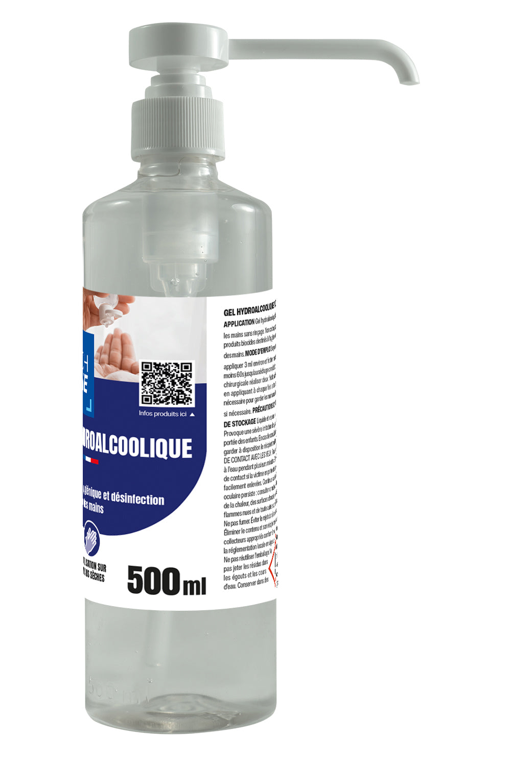 GEL HYDROALCOOLIQUE MED+ TECHLINE FLACON POMPE 500ML X12