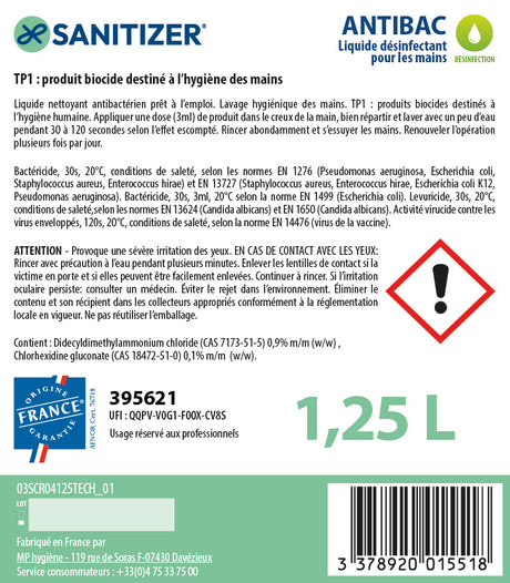 SAVON ANTIMICROBIEN ANTIBAC CARTOUCHE 1250ML X9
