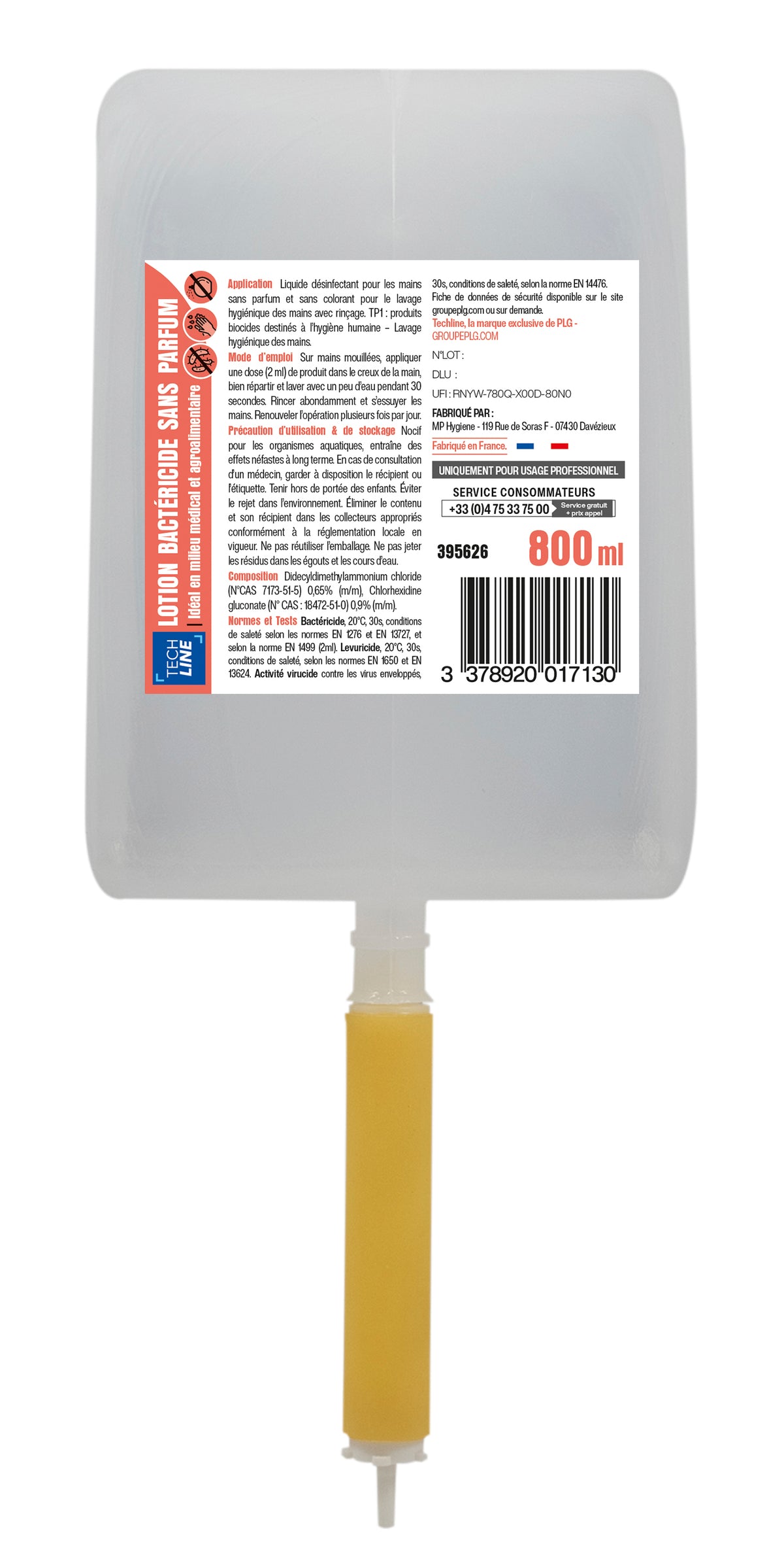 SAVON ANTIMICROBIEN TECHLINE CARTOUCHE 800ML X6