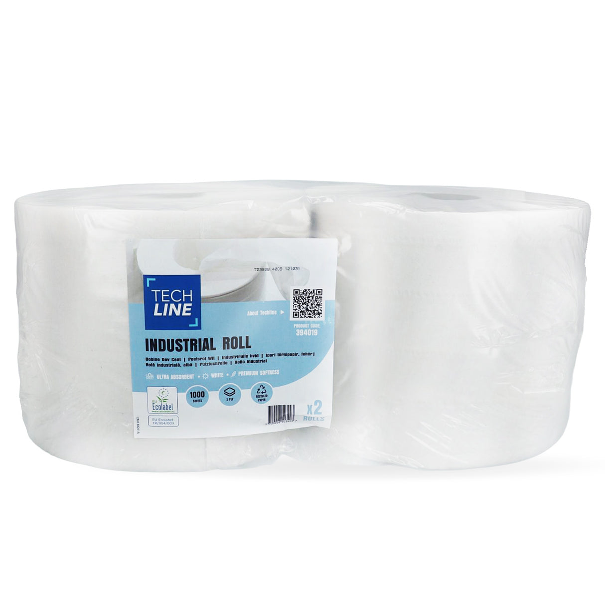BOBINE DEVIDAGE CLASSIQUE TECHLINE BLANC 1000 FORMATS 2 PLIS 20X30CM ECOLABEL X2