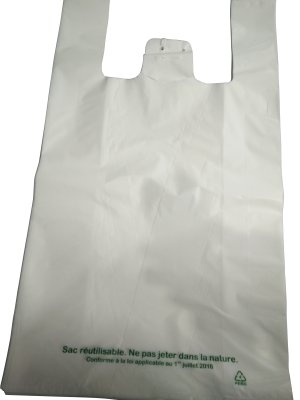 SAC BRETELLES POLYETHYLÈNE BASSE DENSITÉ 50µ 26+12X45CM BLANC LIASSE X500