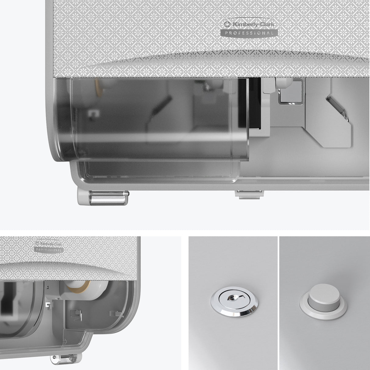 DISTRIBUTEUR DE PAPIER TOILETTE PETIT ROULEAU DOUBLE ICON™ GRIS MOSAÏQUE